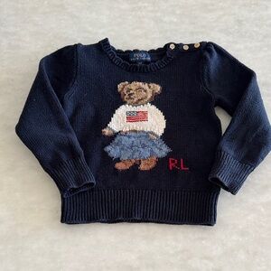 Polo Ralph Lauren Dark Blue Sweater with Bear Motif